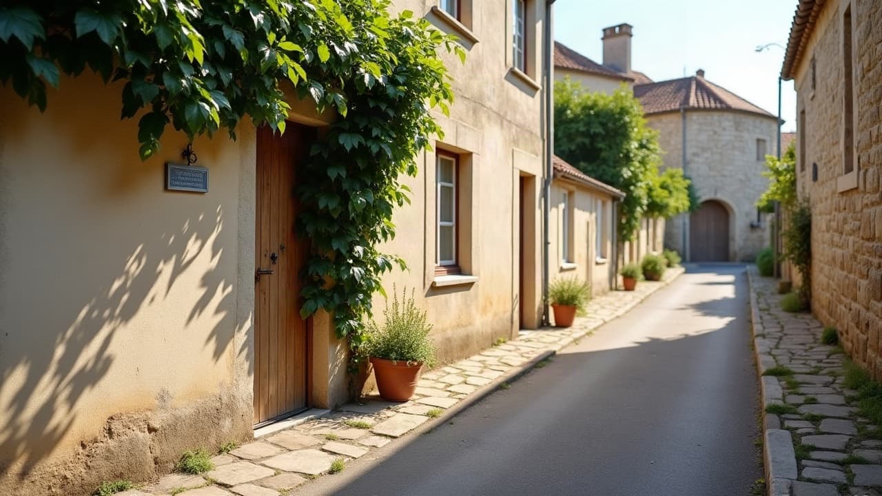 Rue ancienne du bourg de Champforgeuil, mur de clôture en pierre