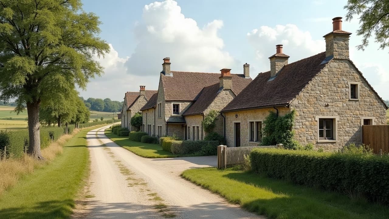 Hameau dispersé au milieu des champs à Gergy