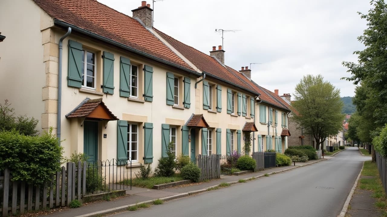 Rue pavillonnaire des années 1970-1980 à Saint-Marcel