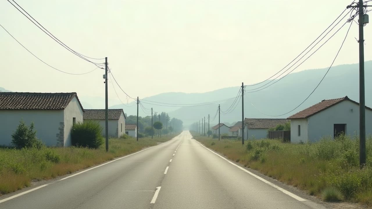 Habitat dispersé le long d'une route de la vallée de la Saône à Saint-Martin-Belle-Roche