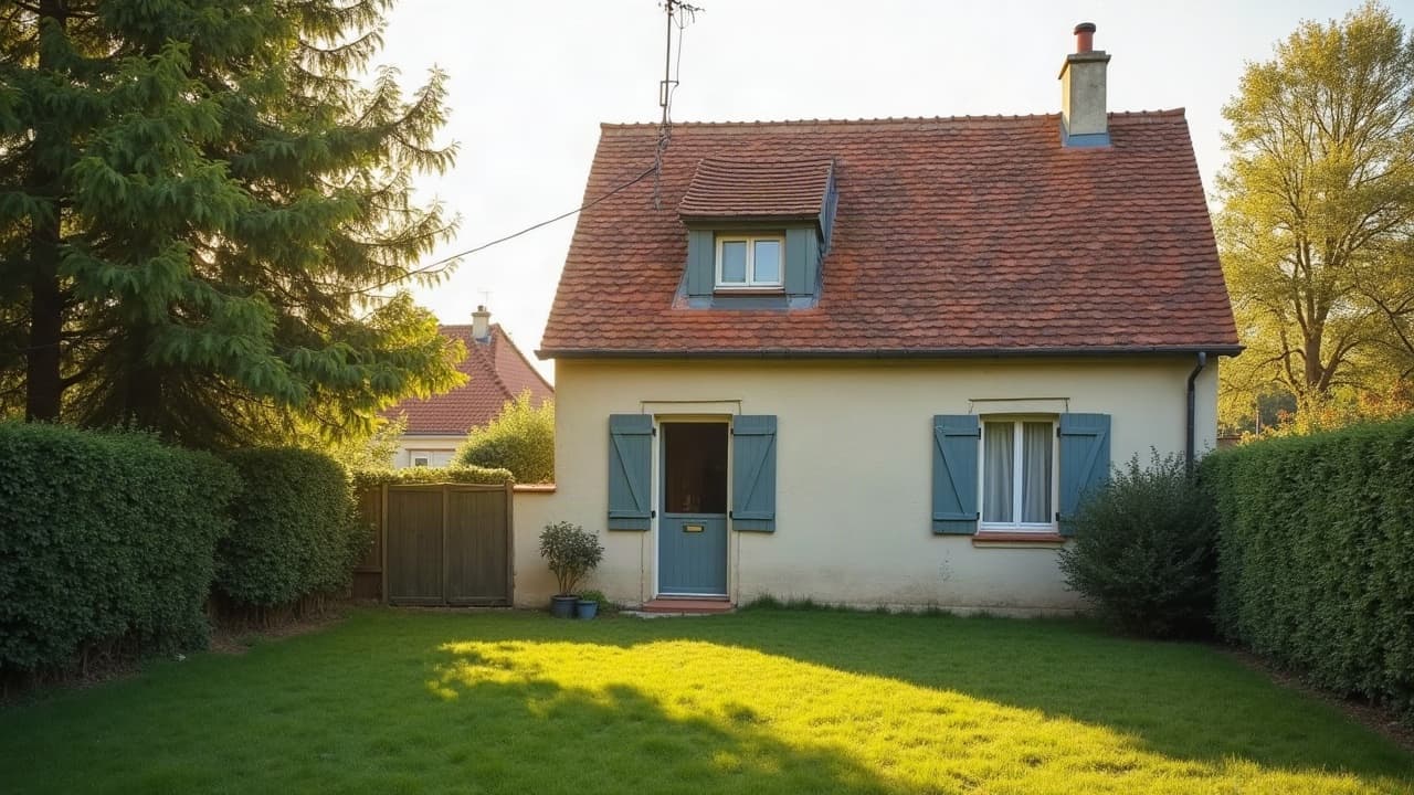 Lucarne sur le toit d'une maison des années 1950 à Saint-Rémy, vue depuis le jardin