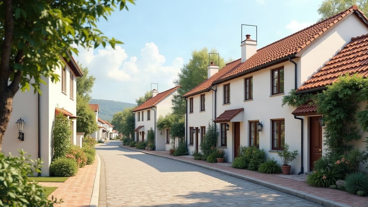 Rue calme du village central de Sancé