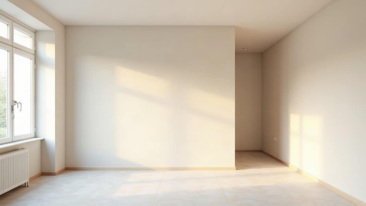 Trois niveaux de finition d'enduit visibles côte à côte sur un même mur, du plus brut au plus lissé