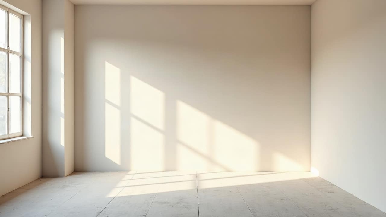 Ossature métallique tracée au sol d'un grand volume ouvert, avant montage des futures cloisons