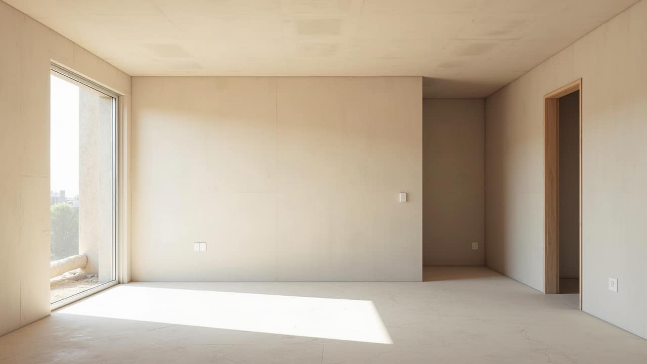 Trappe de visite intégrée à un plafond en plaques de plâtre de sous-sol, encadrement métallique visible autour de l'ouverture