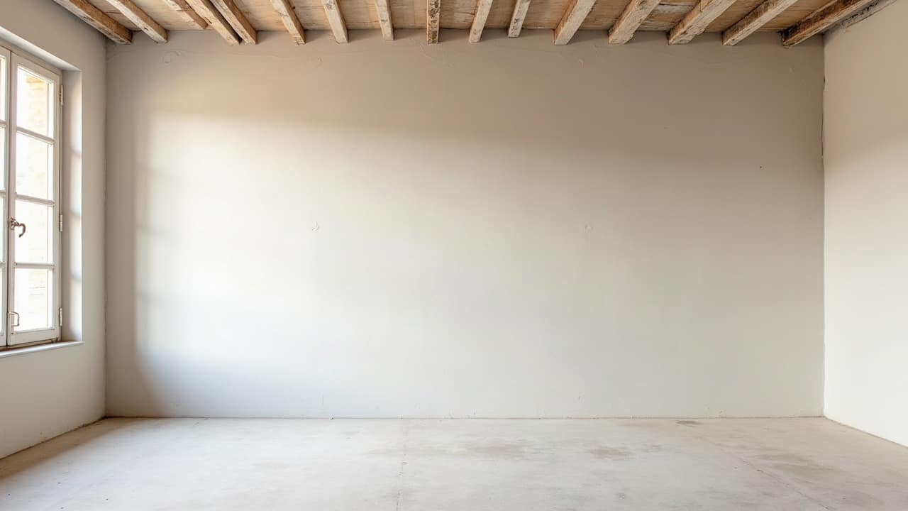 Mur intérieur épais en pierre apparente d'une ancienne maison vigneronne, avant travaux de doublage